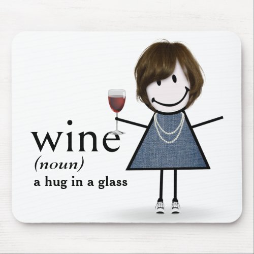 Stick Figure Girl With Wine Mouse Pad