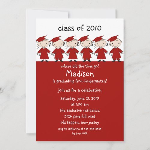 Stick Figure Girls  Boys Graduation Invitation