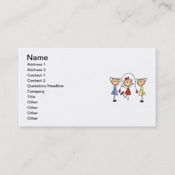 Stick Figure Girls Jumping Rope Business Card by stick_figures at Zazzle