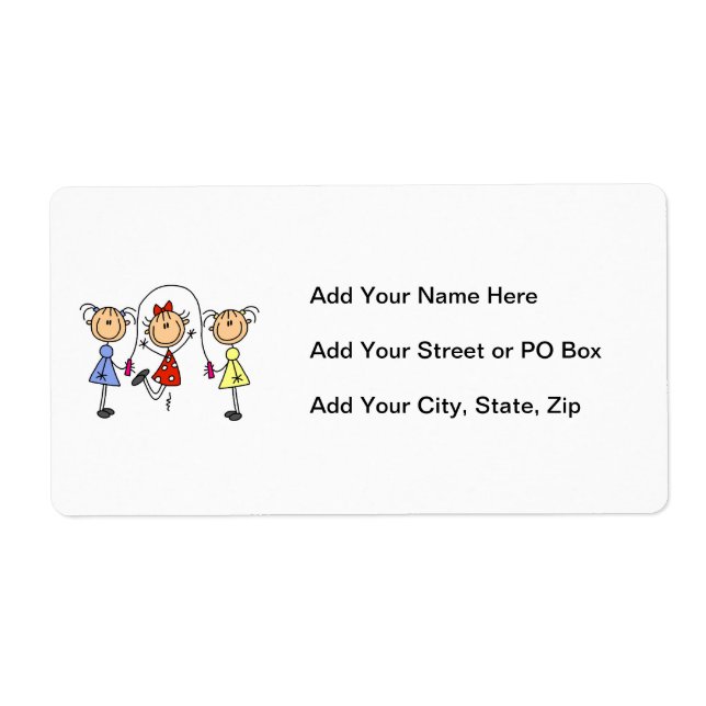 Stick Figure GIrls Jumping Rope Label (Front)