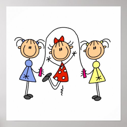 Stick Figure GIrls Jumping Rope Poster