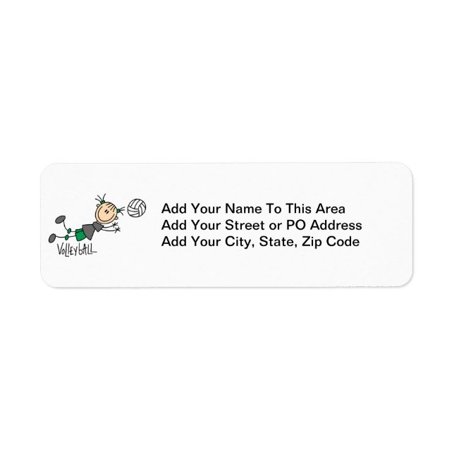 Stick Figure Girls Volleyball T-shirts and Gifts Label (Front)