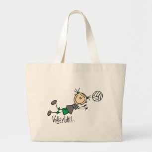 Stick Figure Girls Volleyball T-shirts and Gifts Large Tote Bag