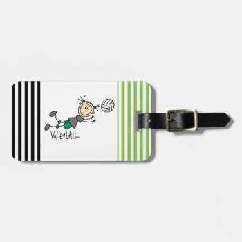 Stick Figure Girls Volleyball T-shirts And Gifts Luggage Tag by stick_figures at Zazzle
