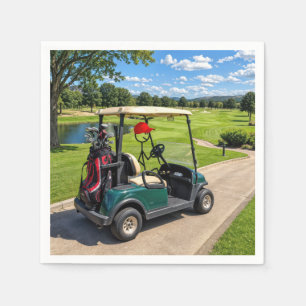 Stick Figure Golfer in a Golf Cart Napkins