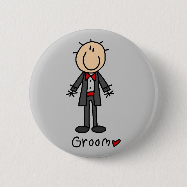 Stick Figure Groom T-shirts and Gifts Button (Front)