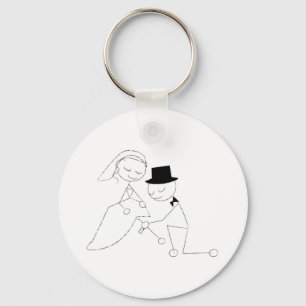 Stick Figure Groom with Garter Keychain