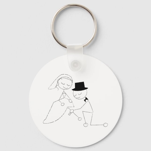 Stick Figure Groom with Garter Keychain (Front)