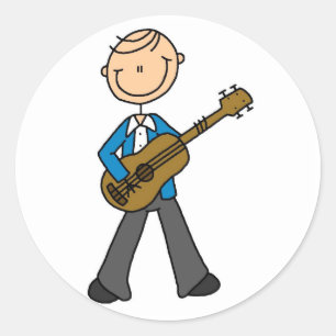 Stick Figure Guitar Player Tshirts and Gifts Classic Round Sticker