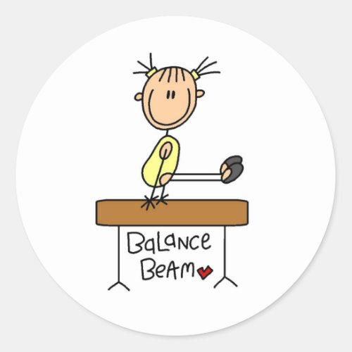 Stick Figure Gymnast on Balance Beam Stickers