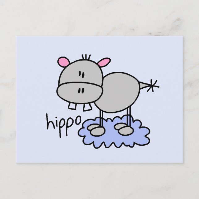 Stick Figure Hippo T-shirts and Gifts Postcard (Front)