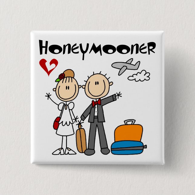 Stick Figure Honeymooner T-shirts and Gifts Pinback Button (Front)