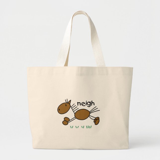 Stick Figure Horse Large Tote Bag (Front)