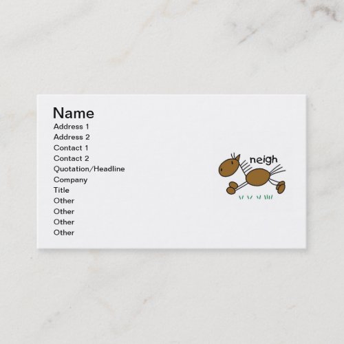Stick Figure Horse T-shirts and Gifts Business Card Template