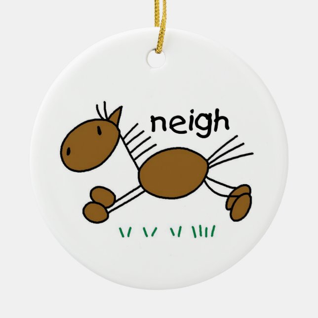 Stick Figure Horse T-shirts and Gifts Ceramic Ornament (Front)