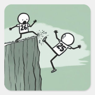 Stick Figure Humor for 2026 New Year Square Sticker