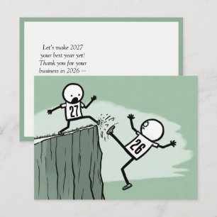Stick Figure Humor for 2027 New Year Postcard