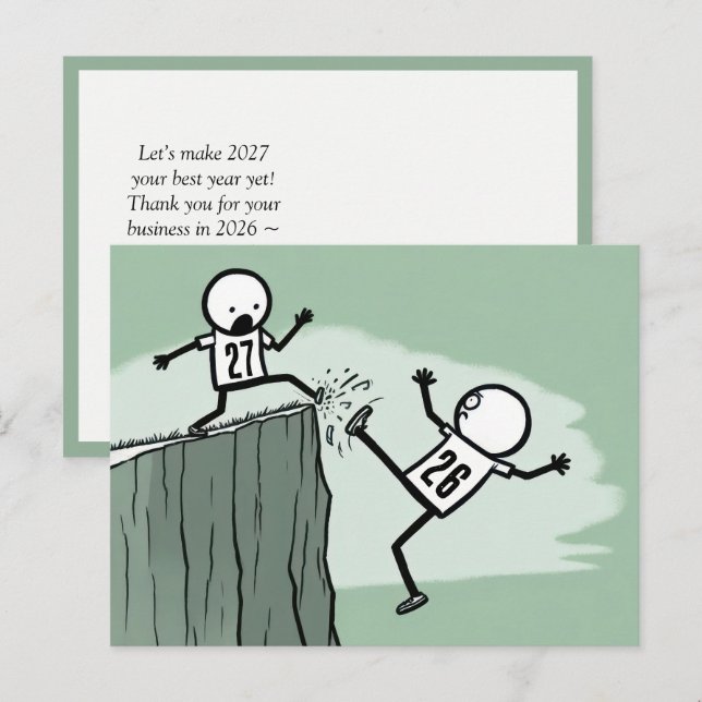 Stick Figure Humor for 2027 New Year  Postcard (Front/Back)