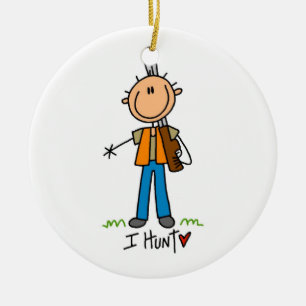 Stick Figure Hunter Ceramic Ornament