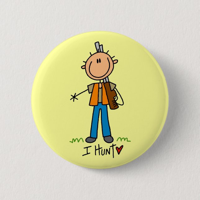Stick Figure Hunter Pinback Button (Front)