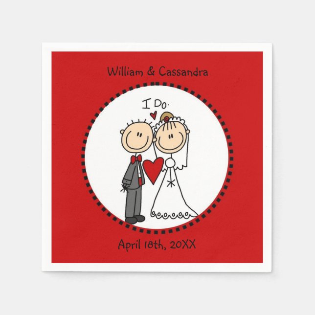 Stick Figure I Do Wedding Paper  Napkins (Front)