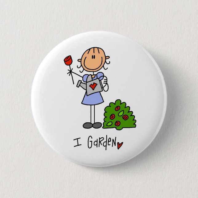 Stick  Figure I Garden T-shirts and Gifts Pinback Button (Front)