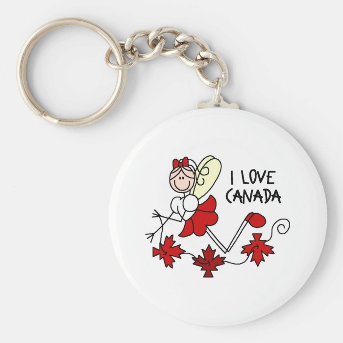 Stick Figure I Love Canada Keychain