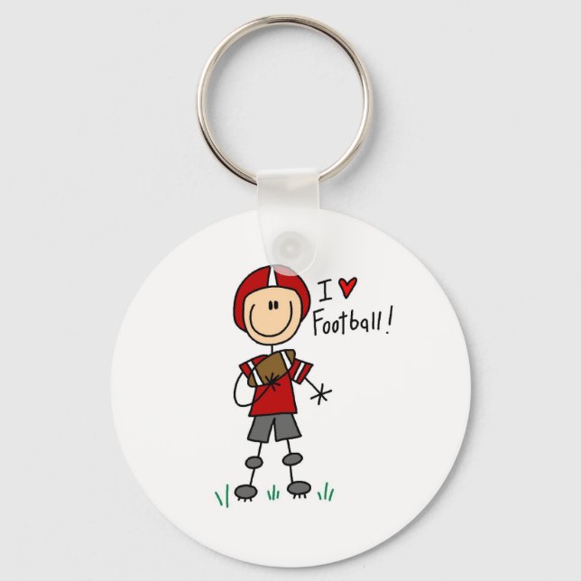 Stick Figure I Love Football T-shirts and Gifts Keychain (Front)