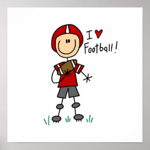 Stick Figure I Love Football T-shirts and Gifts Poster