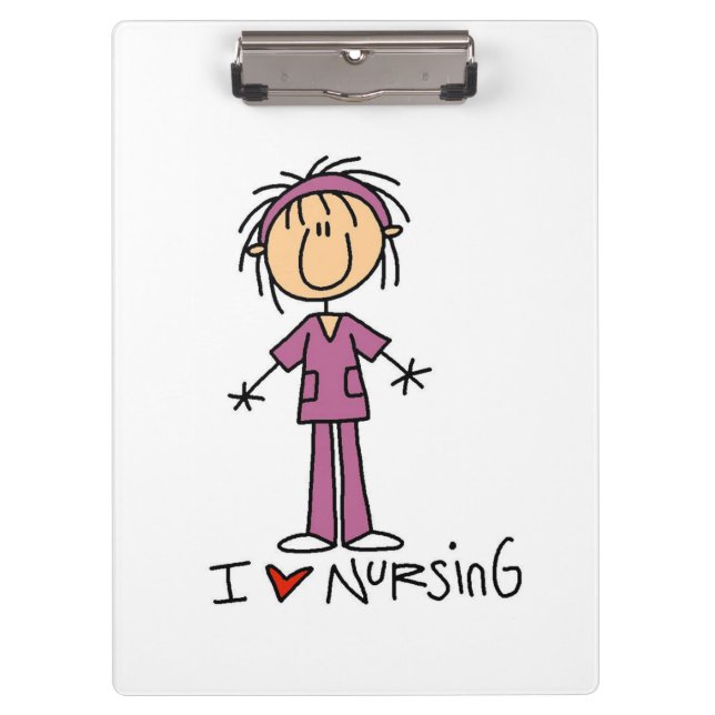Stick Figure I Love Nursing Clipboard (Front)