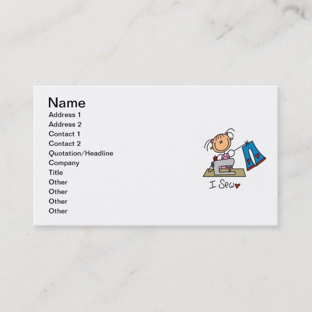 Stick Figure I Sew Business Cards (Front)