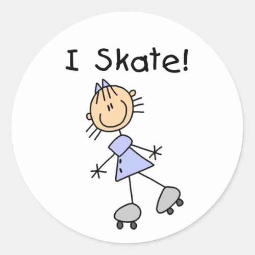 Stick Figure I Skate Tshirts and Gifts Classic Round Sticker