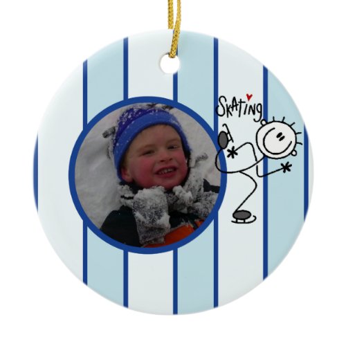 Stick Figure Ice Skating Photo Ornament