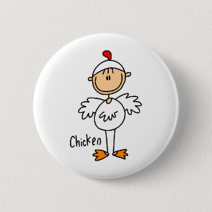 Stick Figure In Chicken Suit Button