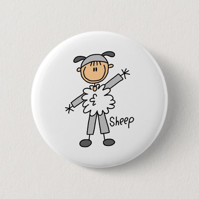 Stick Figure In Sheep Suit Button (Front)
