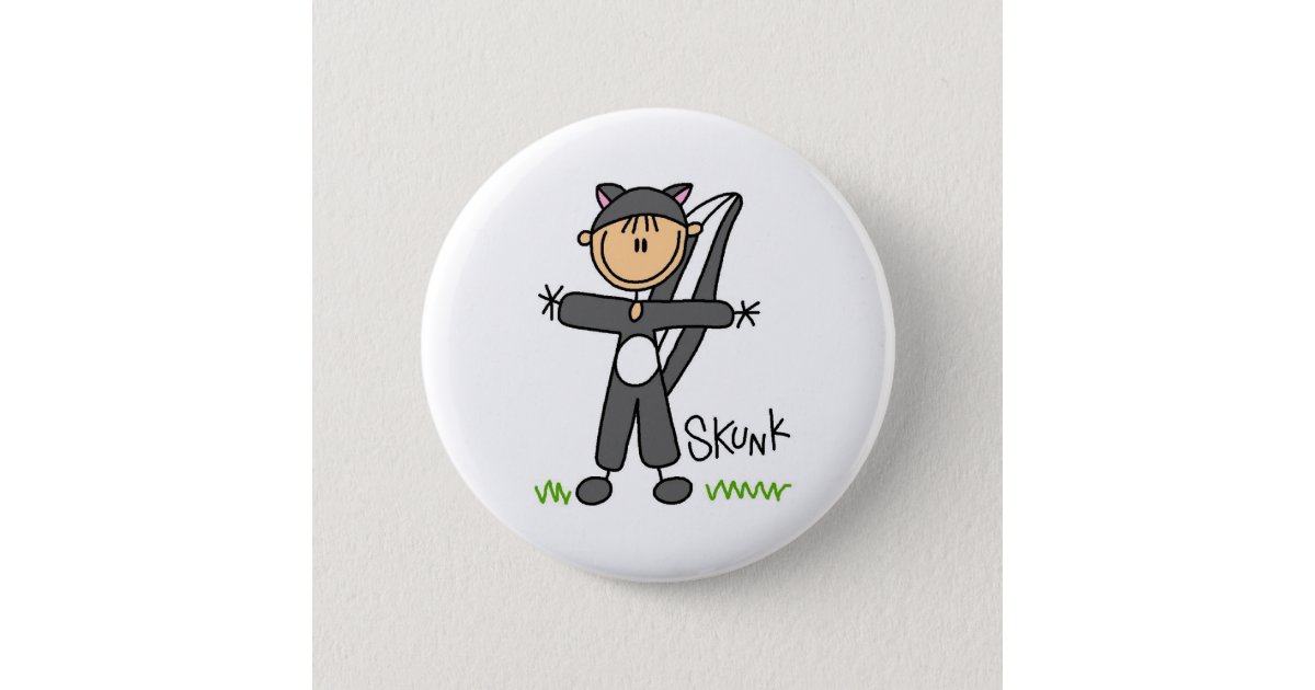 Stick Figure In Skunk Suit Button