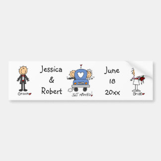 Stick Figure Just Married Bumper Sticker