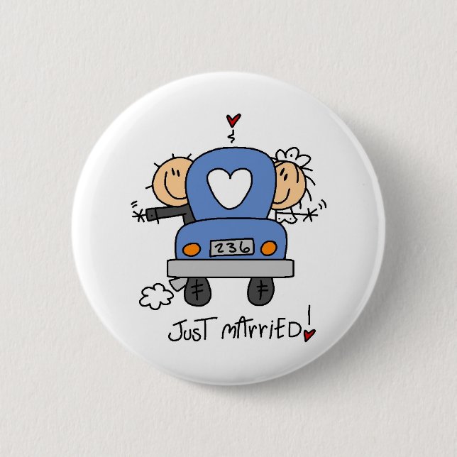Stick Figure Just Married Button (Front)