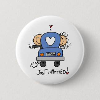 Stick Figure Just Married Button