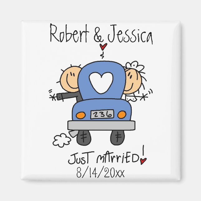 Stick Figure Just Married Magnet (Front)