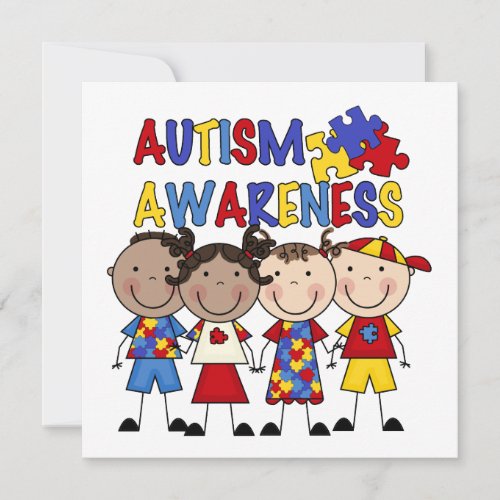 Stick Figure Kids Autism Awareness Personalized Invite