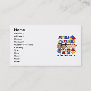 Stick Figure Kids Autism Awareness Business Card
