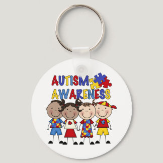 Stick Figure Kids Autism Awareness Keychain