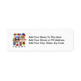 Stick Figure Kids Autism Awareness Label