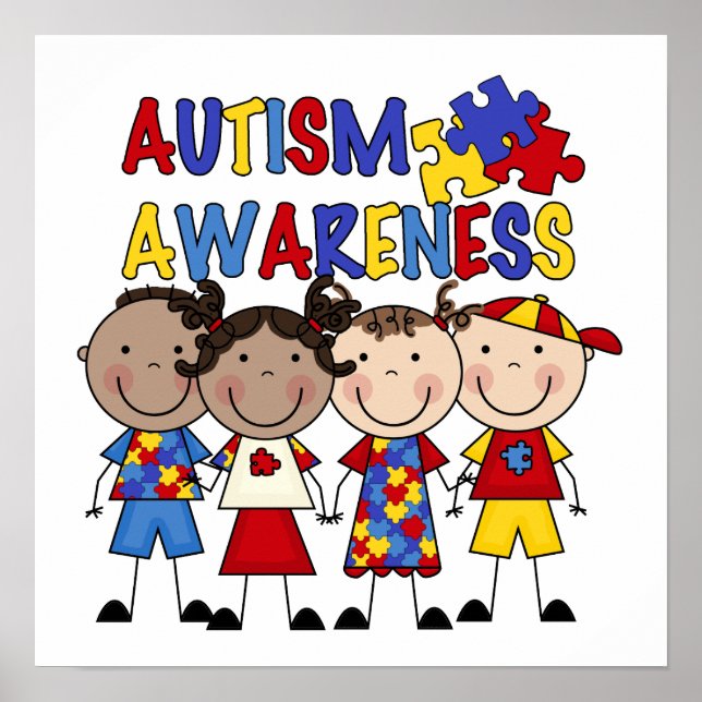 Stick Figure Kids Autism Awareness Poster (Front)