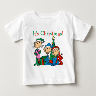 Stick Figure Kids It's Christmas Tshirts and Gifts