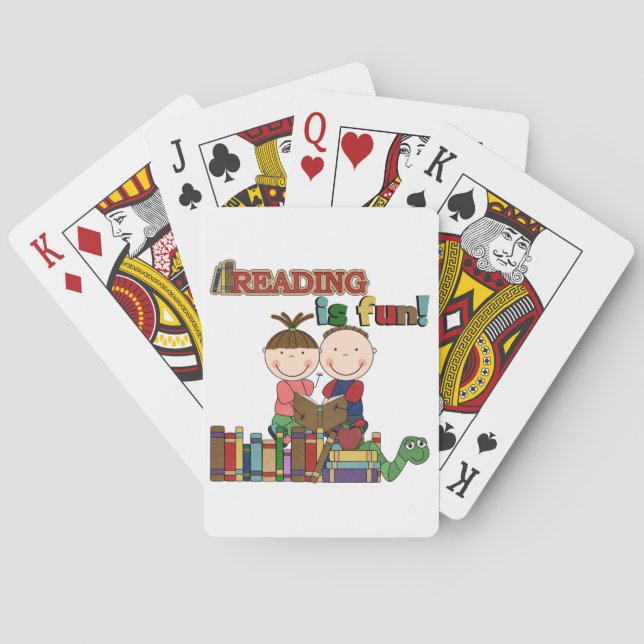 Stick Figure Kids Reading is Fun Poker Cards (Back)