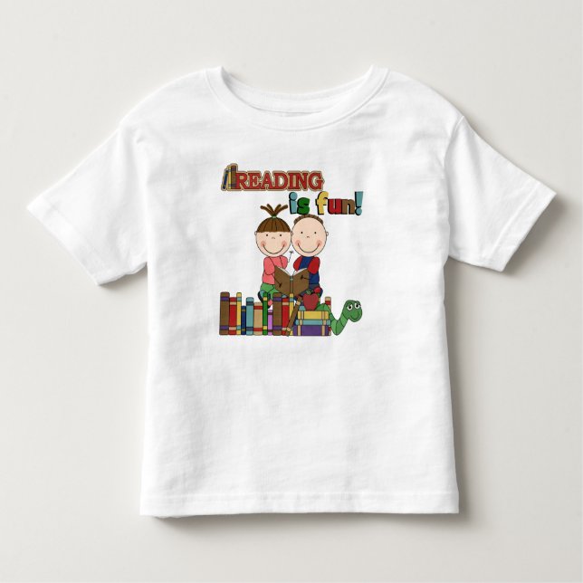 Stick Figure Kids Reading is Fun Toddler T-shirt (Front)