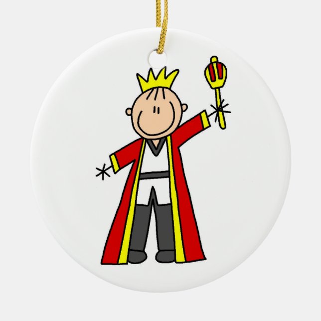 Stick Figure King Ceramic Ornament (Front)