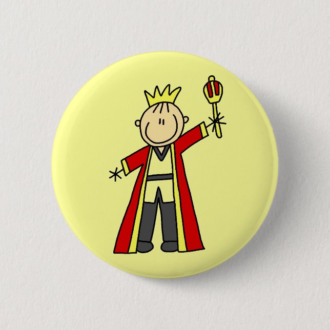 Stick Figure King Pinback Button (Front)
